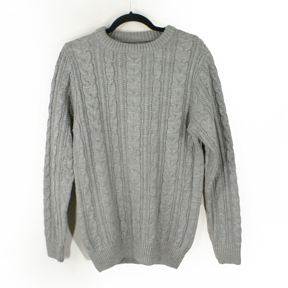 Burberry Gray Cable Knit Wool Sweater